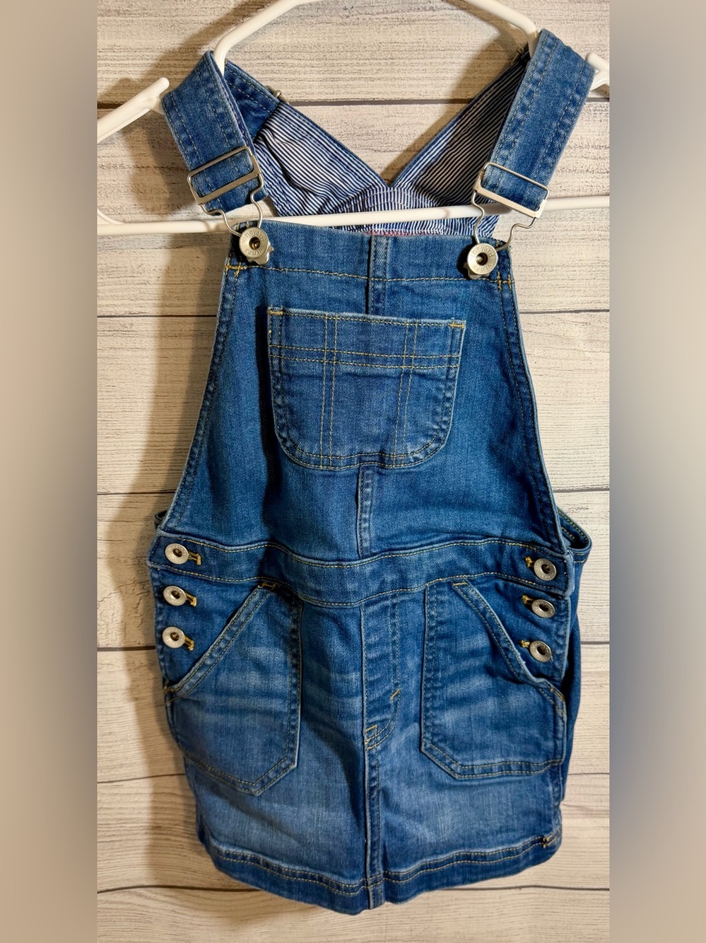 Vineyard Vines Blue Striped-Trim Denim Overalls